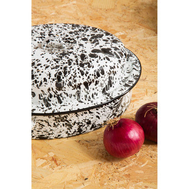 Orsina Hygge Oval Roaster – Black and White Splatter Ceramic Bakeware