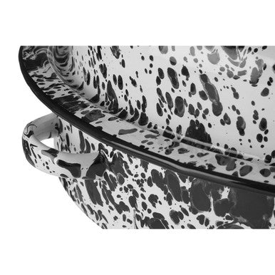 Orsina Hygge Oval Roaster – Black and White Splatter Ceramic Bakeware