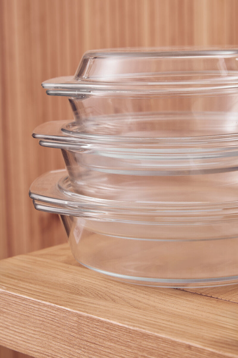 Orsina Clear Glass Casserole Dishes – Set of 3 Oven-to-Table Bakeware