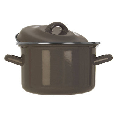 Orsina Porter Grey Enamel 16cm Casserole Dish with Lid – Small Cookware