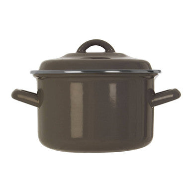 Orsina Porter Grey Enamel 16cm Casserole Dish with Lid – Small Cookware