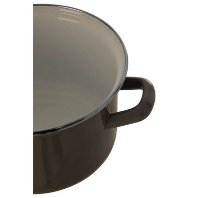 Orsina Porter Grey Enamel 16cm Casserole Dish with Lid – Small Cookware