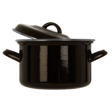 Orsina Porter Black Enamel 18cm Casserole Dish with Lid