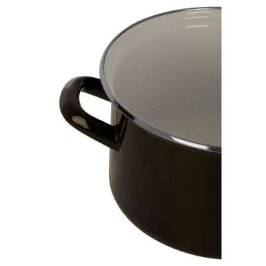 Orsina Porter Black Enamel 18cm Casserole Dish with Lid