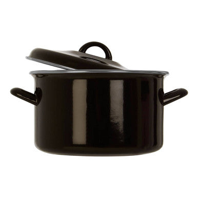 Orsina Porter Black Enamel Casserole Dish with Lid – 22cm Dutch Oven