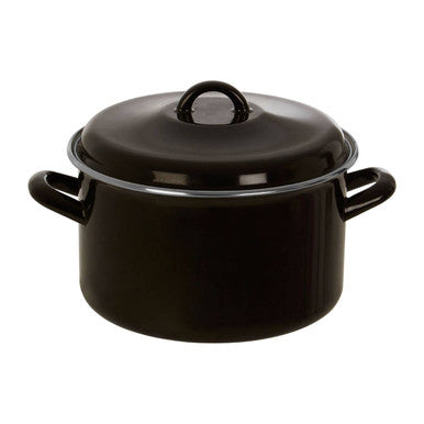Orsina Porter Black Enamel Casserole Dish with Lid – 22cm Dutch Oven