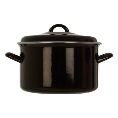 Orsina Porter Black Enamel Casserole Dish with Lid – 22cm Dutch Oven