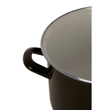 Orsina Porter Black Enamel Casserole Dish with Lid – 22cm Dutch Oven