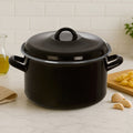 Orsina Porter Black Enamel Casserole Dish with Lid – 22cm Dutch Oven