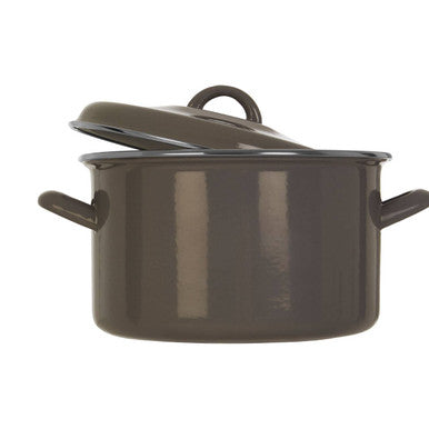 Orsina Porter Grey Enamel 22cm Casserole Dish with Lid – Modern Cookware