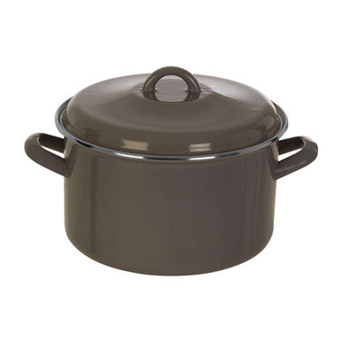 Orsina Porter Grey Enamel 22cm Casserole Dish with Lid – Modern Cookware