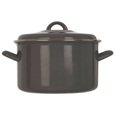 Orsina Porter Grey Enamel 22cm Casserole Dish with Lid – Modern Cookware