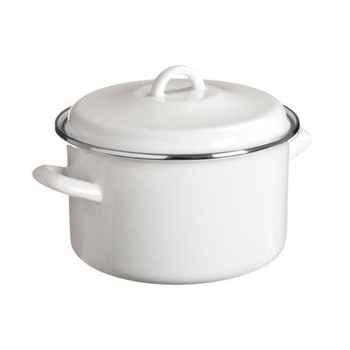Orsina Porter White Enamel Casserole Dish – 22cm Large 4.7L Stockpot