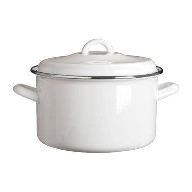 Orsina Porter White Enamel Casserole Dish – 22cm Large 4.7L Stockpot