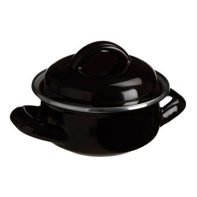 Orsina Porter Black Enamel 10cm Mini Casserole Dish with Lid