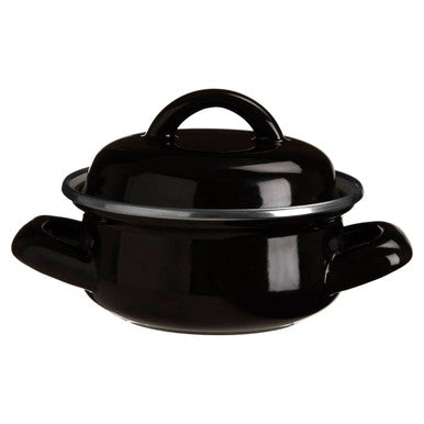 Orsina Porter Black Enamel 10cm Mini Casserole Dish with Lid