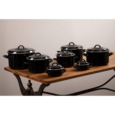 Orsina Porter Black Enamel 10cm Mini Casserole Dish with Lid