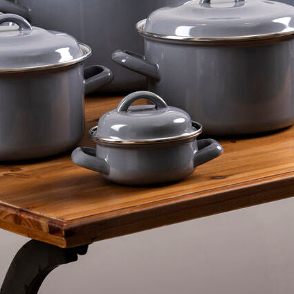 Orsina Porter Grey Enamel Mini Casserole Dish – 10cm Individual Pot