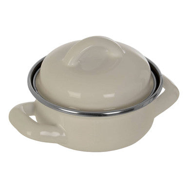 Orsina Porter White Enamel Mini Casserole Dish with Lid – 10cm