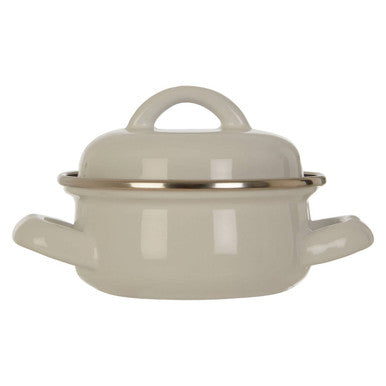 Orsina Porter White Enamel Mini Casserole Dish with Lid – 10cm