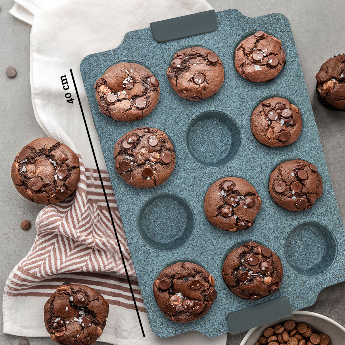 Orsina Non-Stick Muffin Tray | 12 Cup Marble Effect Bakeware