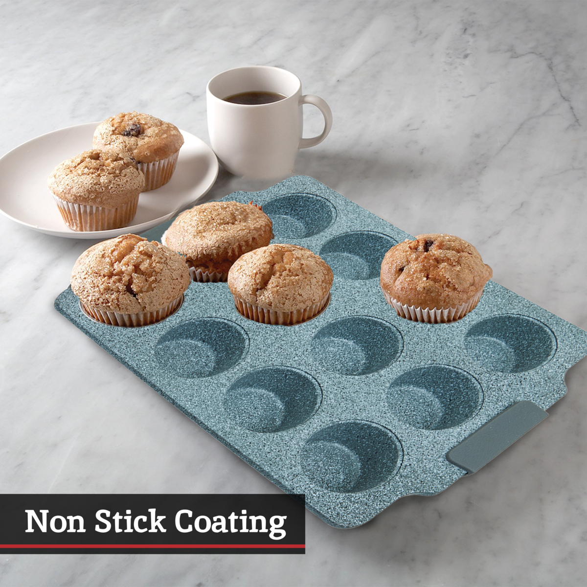 Orsina Non-Stick Muffin Tray | 12 Cup Marble Effect Bakeware