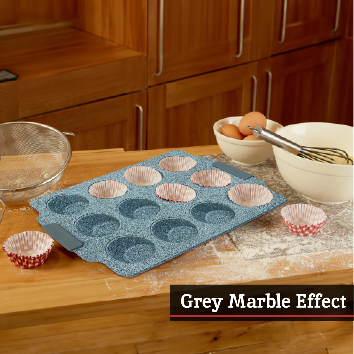 Orsina Non-Stick Muffin Tray | 12 Cup Marble Effect Bakeware