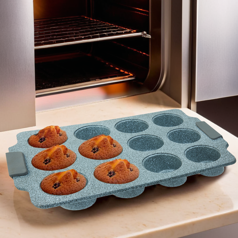 Orsina Non-Stick Muffin Tray | 12 Cup Marble Effect Bakeware