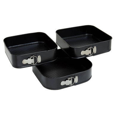 Orsina Non-Stick Square Cake Tins – Set of 3 Springform Baking Pans
