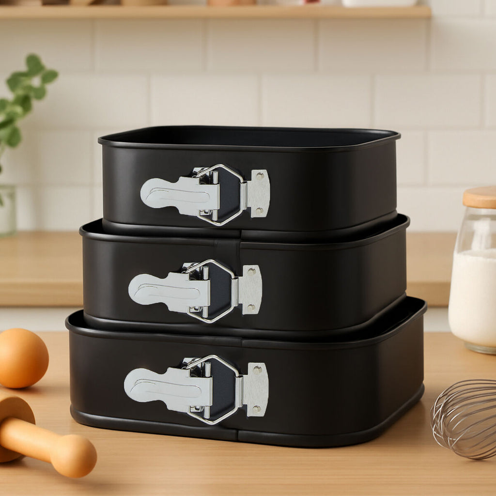 Orsina Non-Stick Square Cake Tins – Set of 3 Springform Baking Pans