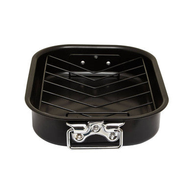 Orsina Large Non-Stick Roasting Tin with Rack – Black Ovenware Pan
