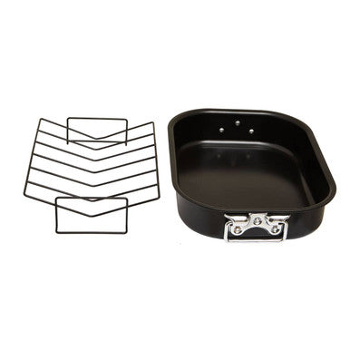 Orsina Large Non-Stick Roasting Tin with Rack – Black Ovenware Pan