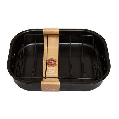 Orsina Large Non-Stick Roasting Tin with Rack – Black Ovenware Pan