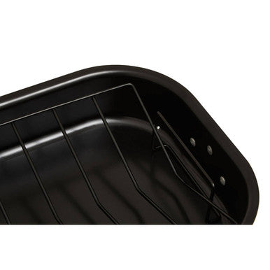 Orsina Large Non-Stick Roasting Tin with Rack – Black Ovenware Pan
