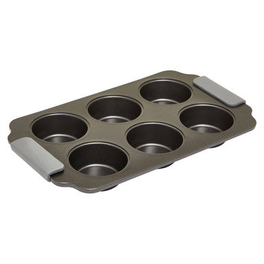 Orsina Non-Stick 6-Cup Muffin Tray with Silicone Grips – Grey