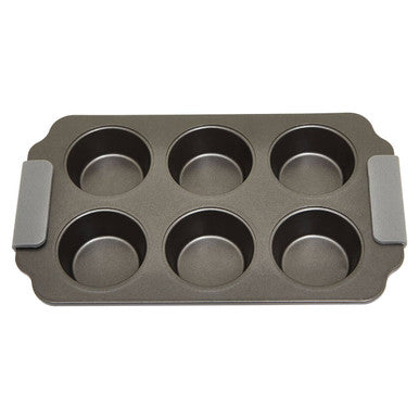 Orsina Non-Stick 6-Cup Muffin Tray with Silicone Grips – Grey