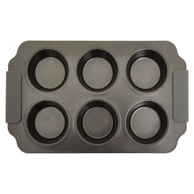 Orsina Non-Stick 6-Cup Muffin Tray with Silicone Grips – Grey