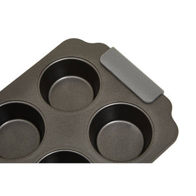 Orsina Non-Stick 6-Cup Muffin Tray with Silicone Grips – Grey