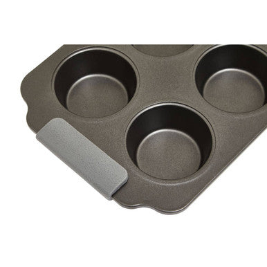 Orsina Non-Stick 6-Cup Muffin Tray with Silicone Grips – Grey
