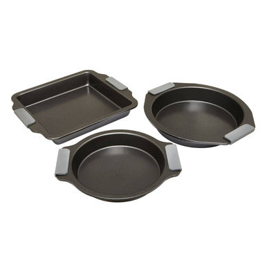 Orsina Non-Stick Baking Dishes – Set of 3 Grey Ovenware with Handles