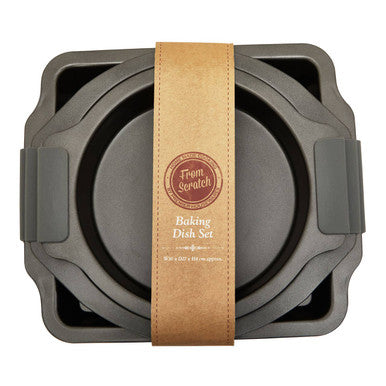 Orsina Non-Stick Baking Dishes – Set of 3 Grey Ovenware with Handles