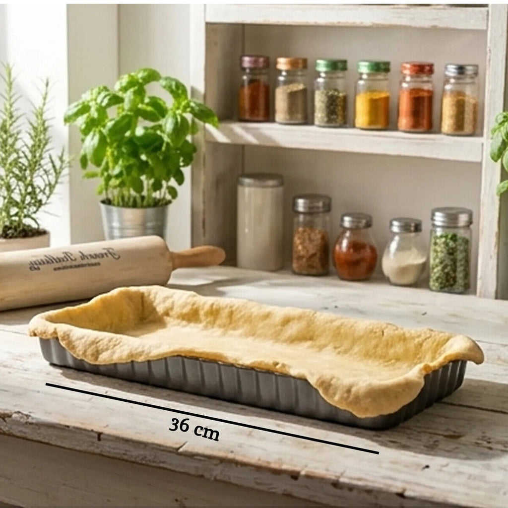 Orsina Rectangular Fluted Flan Quiche Tin – Nonstick Loose Base Pan