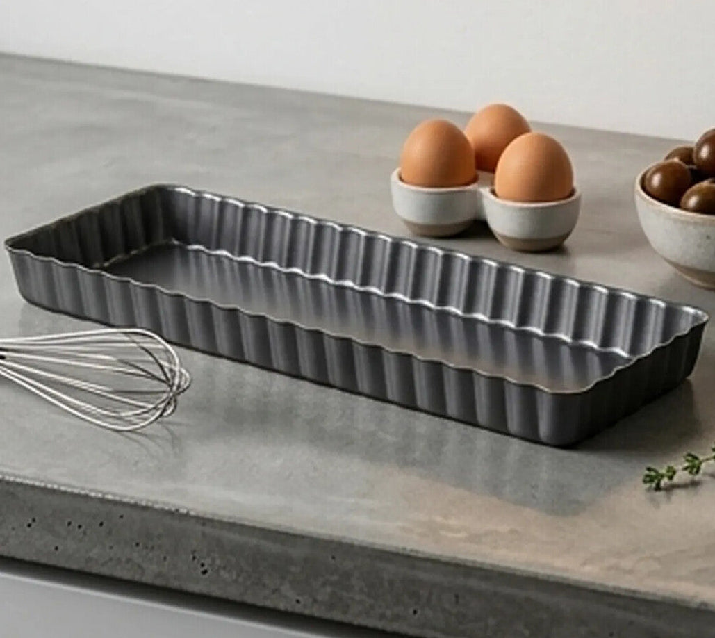 Orsina Rectangular Fluted Flan Quiche Tin – Nonstick Loose Base Pan