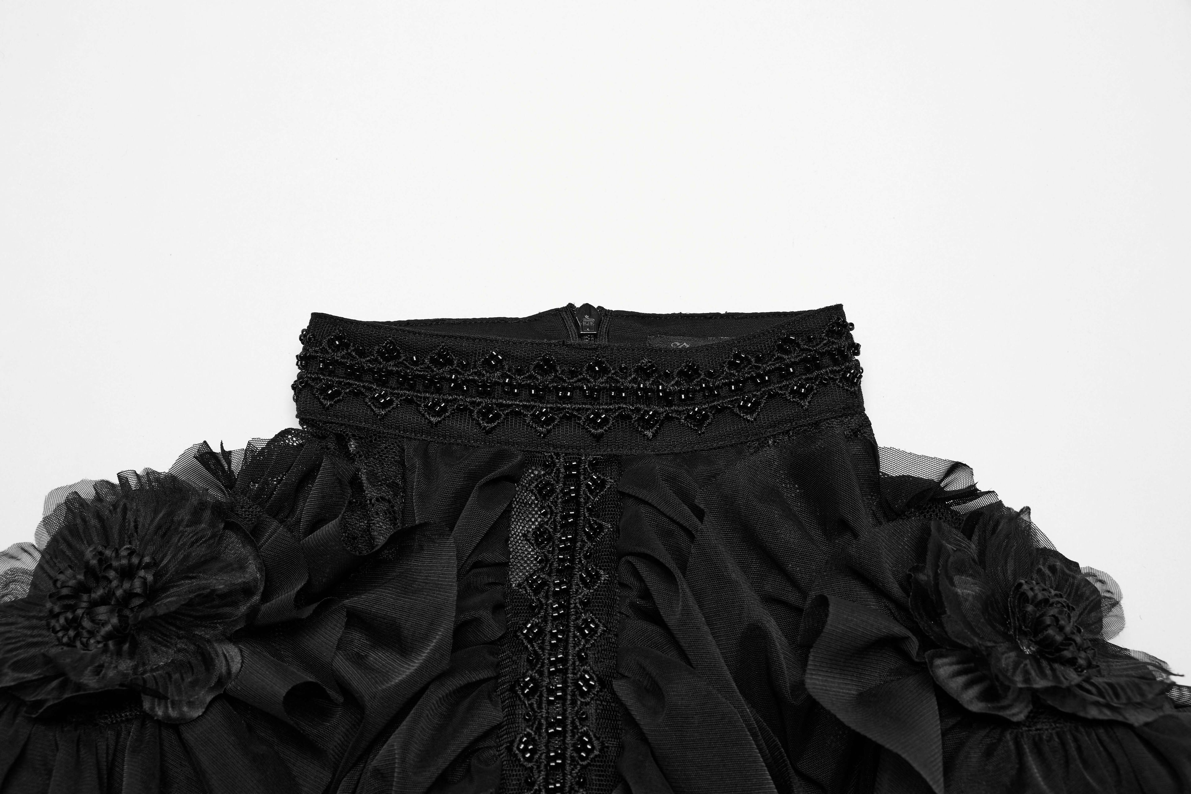 Punk Rave Nova Gothic Elegant Dress – Lace and Mesh Bead Embroidery
