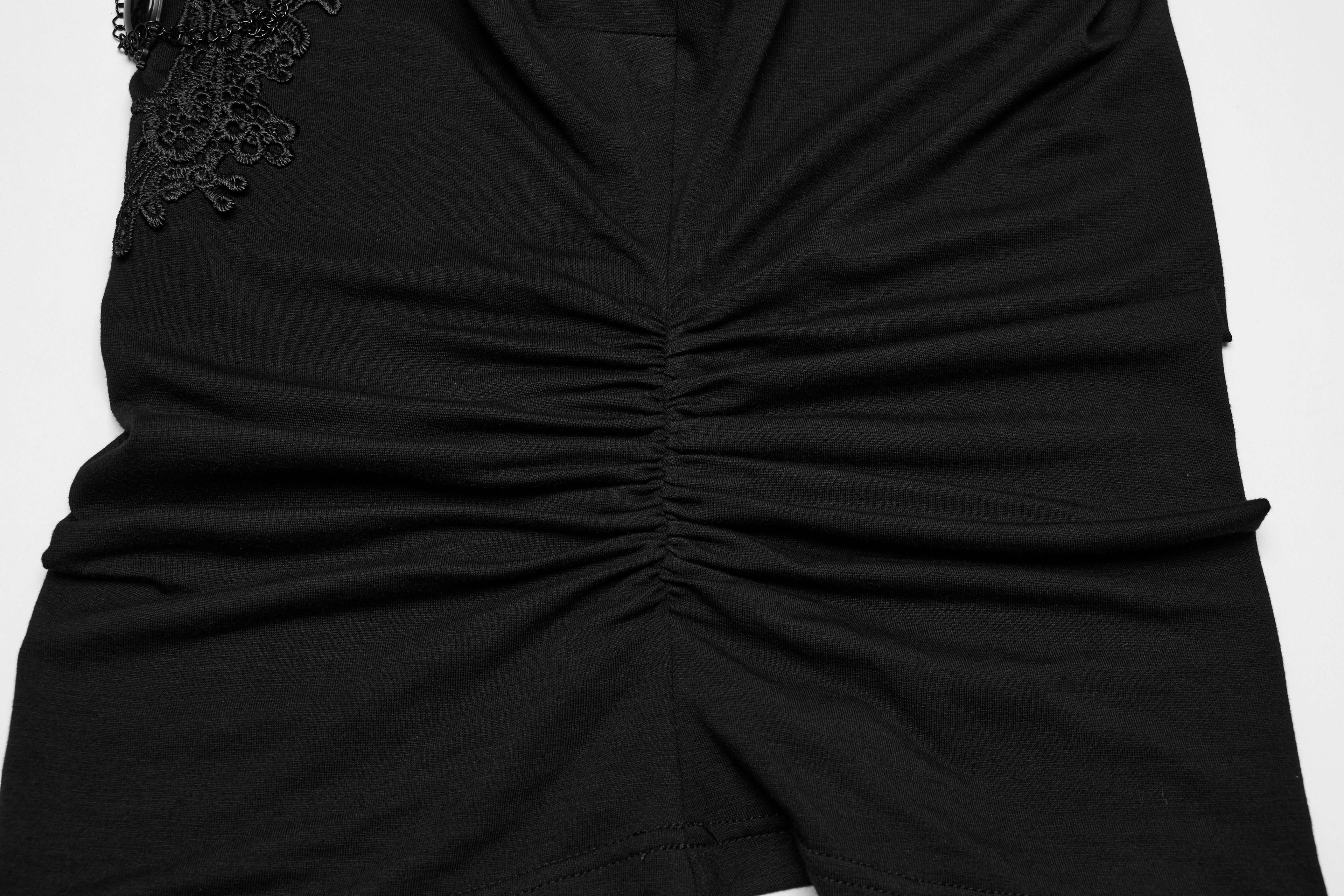 Punk Rave Armida V-Neck T-Shirt – Cotton Waist Pleat Top with Decal
