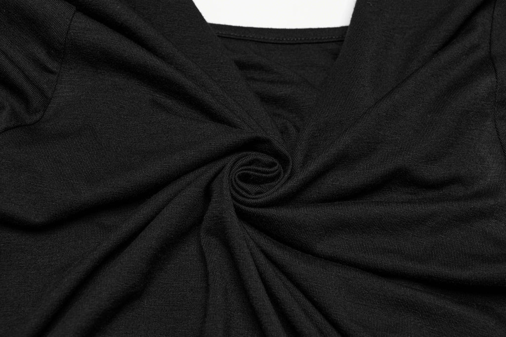 Punk Rave Armida V-Neck T-Shirt – Cotton Waist Pleat Top with Decal