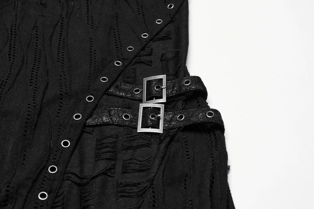 Punk Rave Honey Irregular Split Dress – Gothic Lace and Mesh Knit