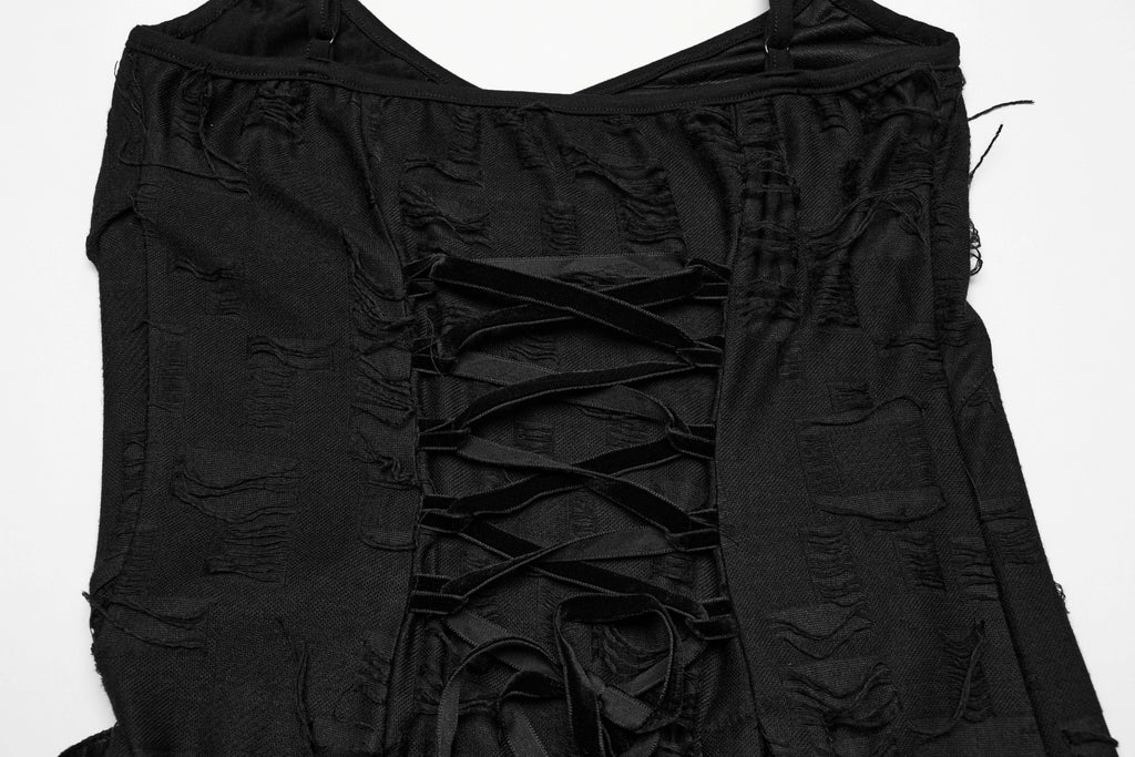 Punk Rave Honey Irregular Split Dress – Gothic Lace and Mesh Knit