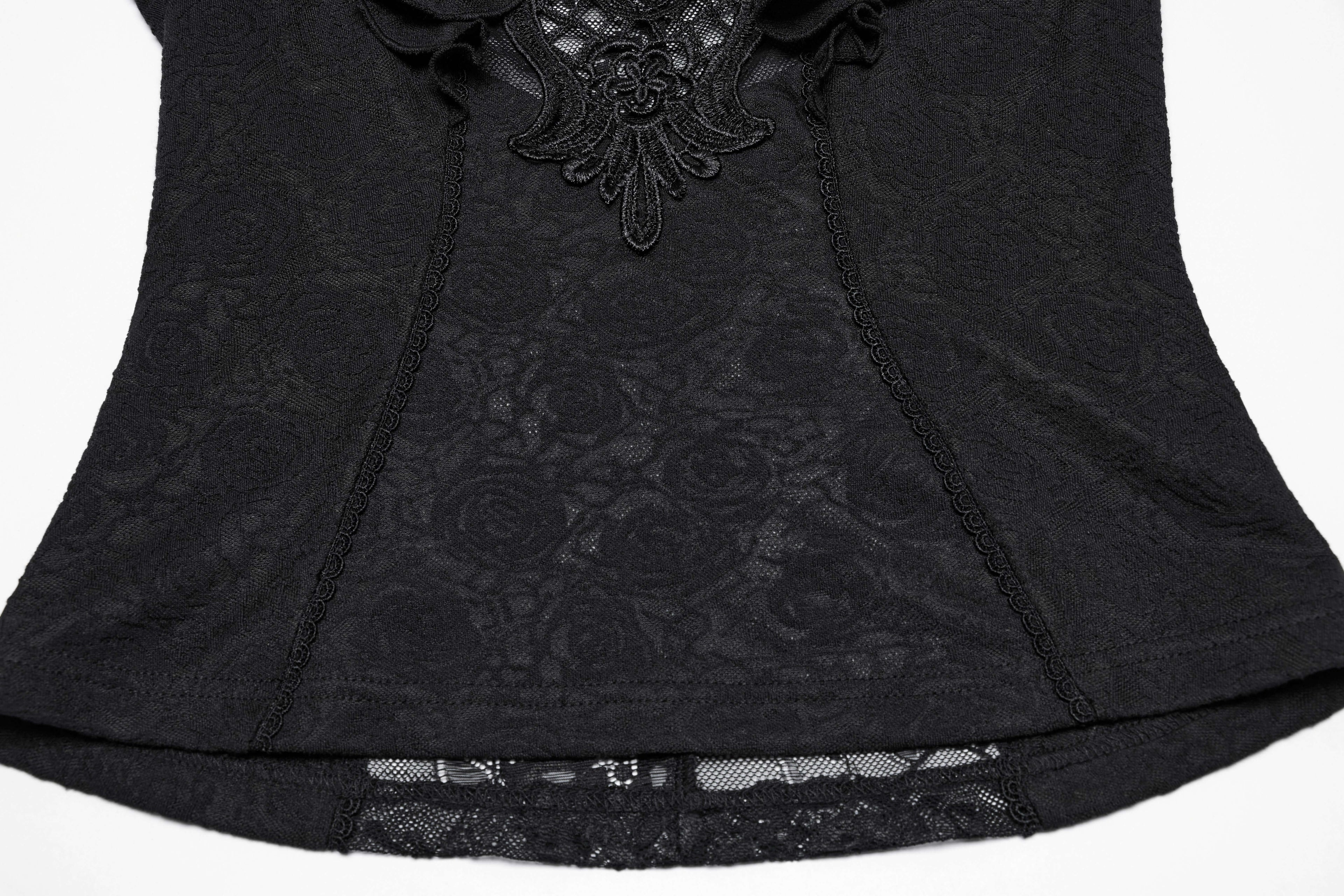 Punk Rave Gothic Applique Top | Kate's Clothing Lace Flutter Sleeve Shirt