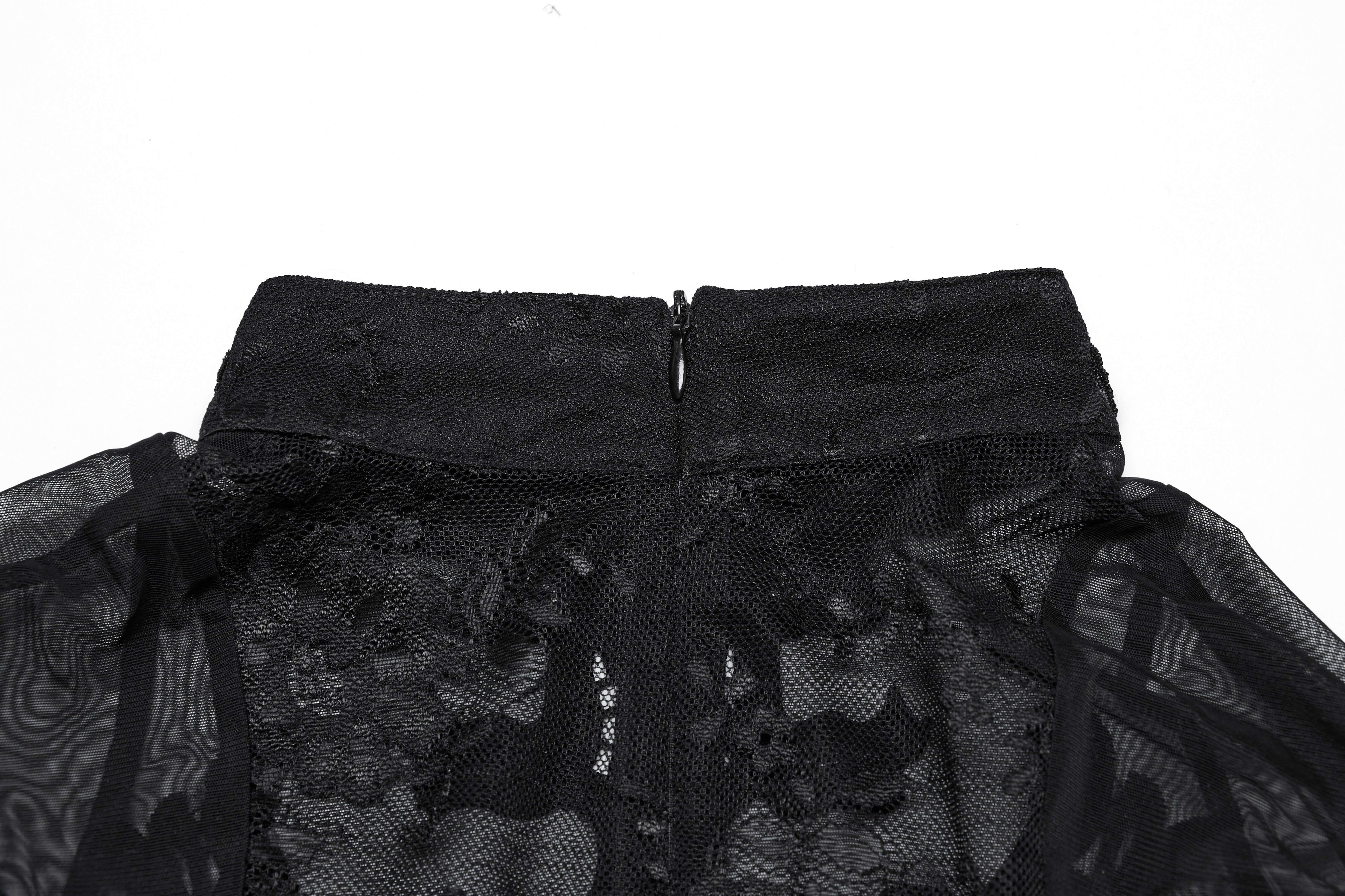 Punk Rave Gothic Applique Top | Kate's Clothing Lace Flutter Sleeve Shirt